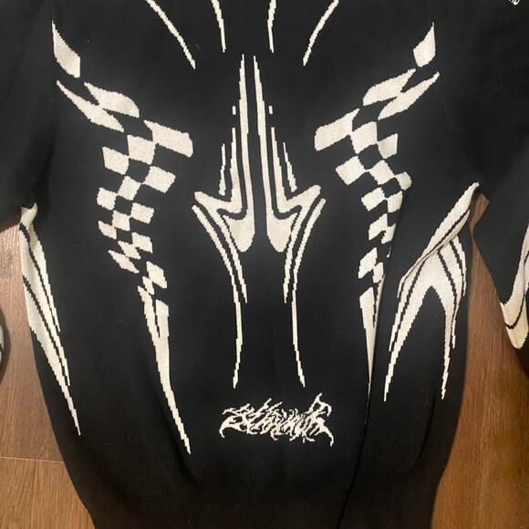 8thWNDR Moto Cross Knit Cotton Sweatshirt Size Medium - Picture 4 of 7